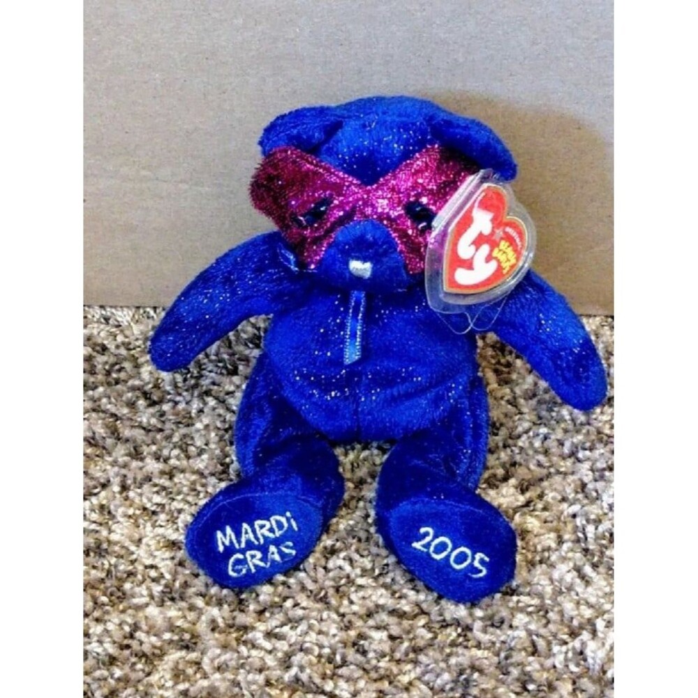Ty Beanie Babies Mardis Gras Bear Plush